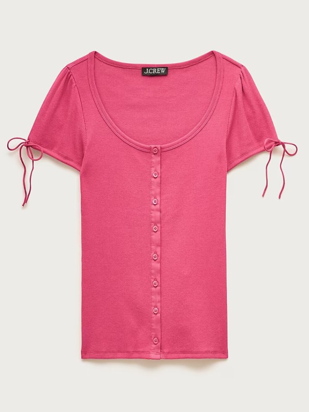 J.Crew Perfect Rib Button‑Up Shirt with Satin Trim – Ruby Raspberry – S – New